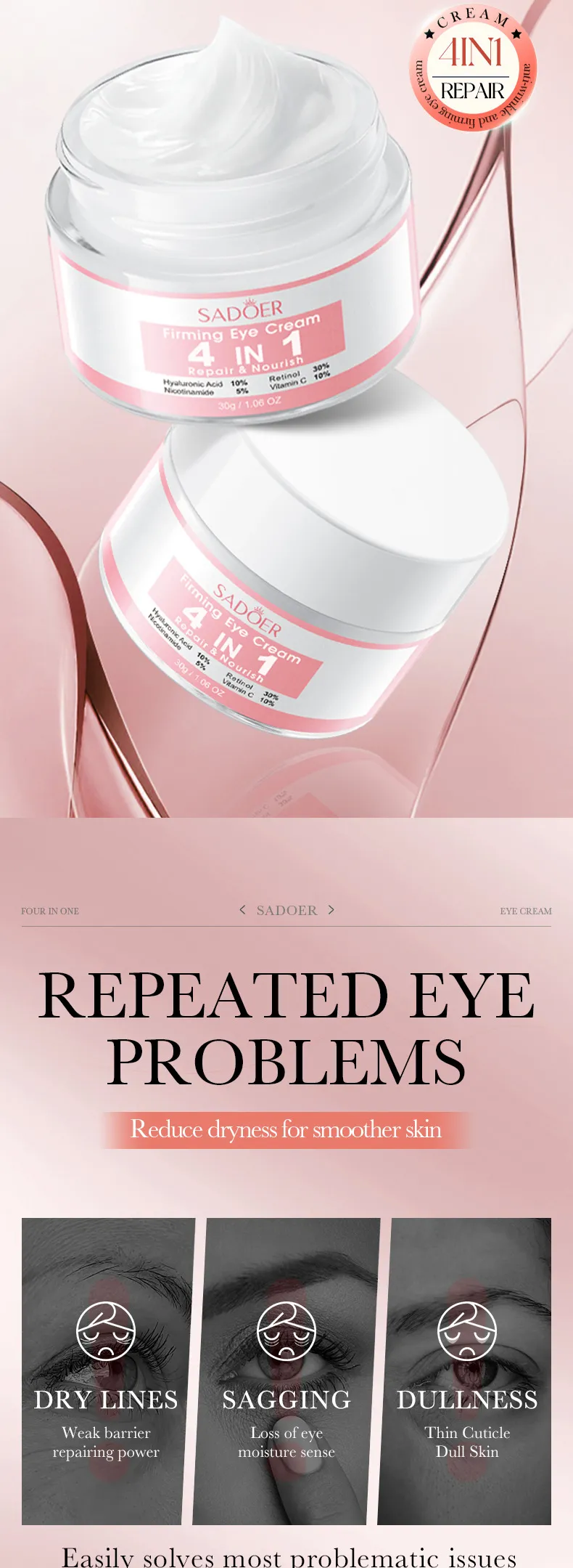 4-in-1 Repair Eye Cream for Firming and Nourishing - SADOER 2 4in1 eye cream SPU821557721285 12461