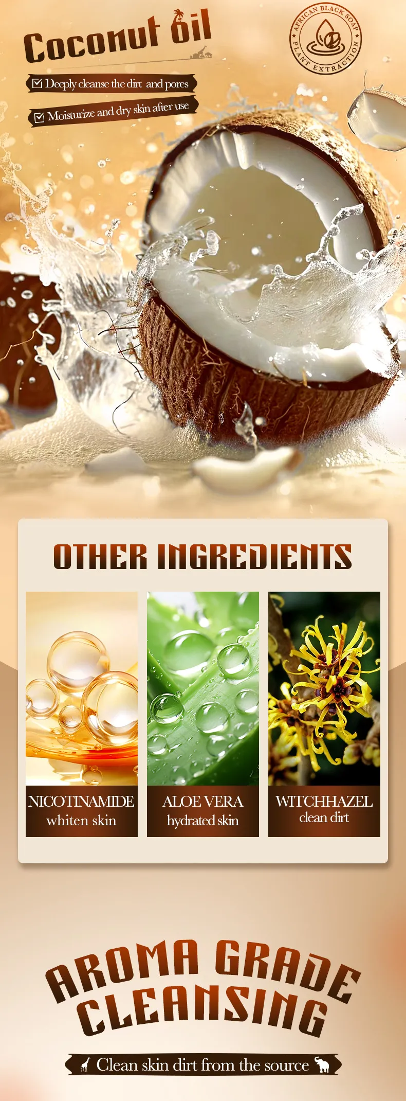 African Handmade Soap for Deep Cleansing (100g) - SADOER 5 african handmade soap SPU843365539147 14961
