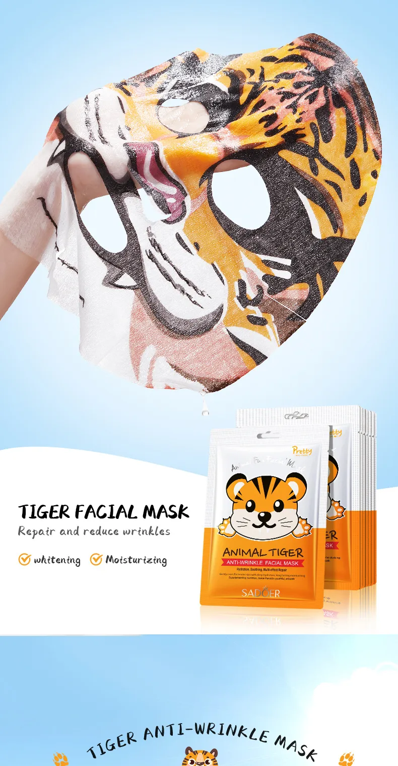 Animal Pattern Hydrating & Moisturizing Face Mask 25g - SADOER 2 animal pattern mask SPU729829837975 5630