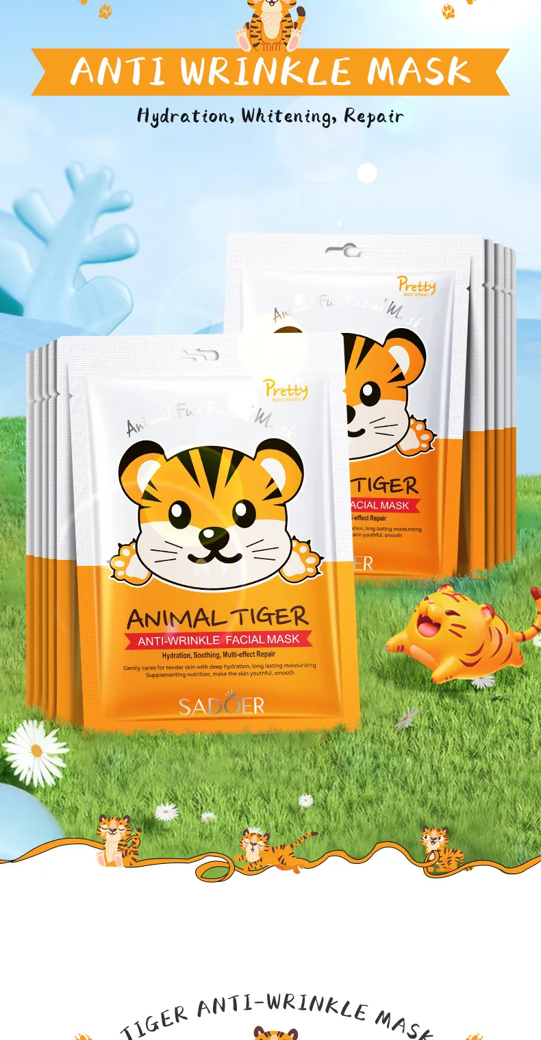 Animal Pattern Hydrating & Moisturizing Face Mask 25g - SADOER 3 animal pattern mask SPU729829837975 5631