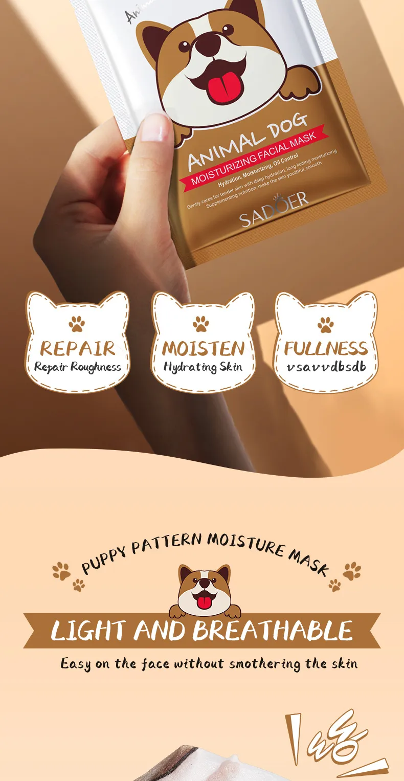 Animal Pattern Hydrating & Moisturizing Face Mask 25g - SADOER 20 animal pattern mask SPU729829837975 5648