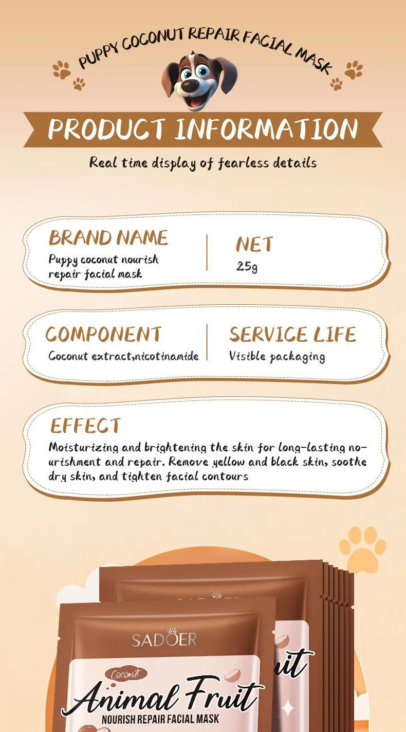 SADOER Animal Series Mask 25g - Nourishing & Hydrating Face Mask 33 animal series mask SPU792200607092 9372