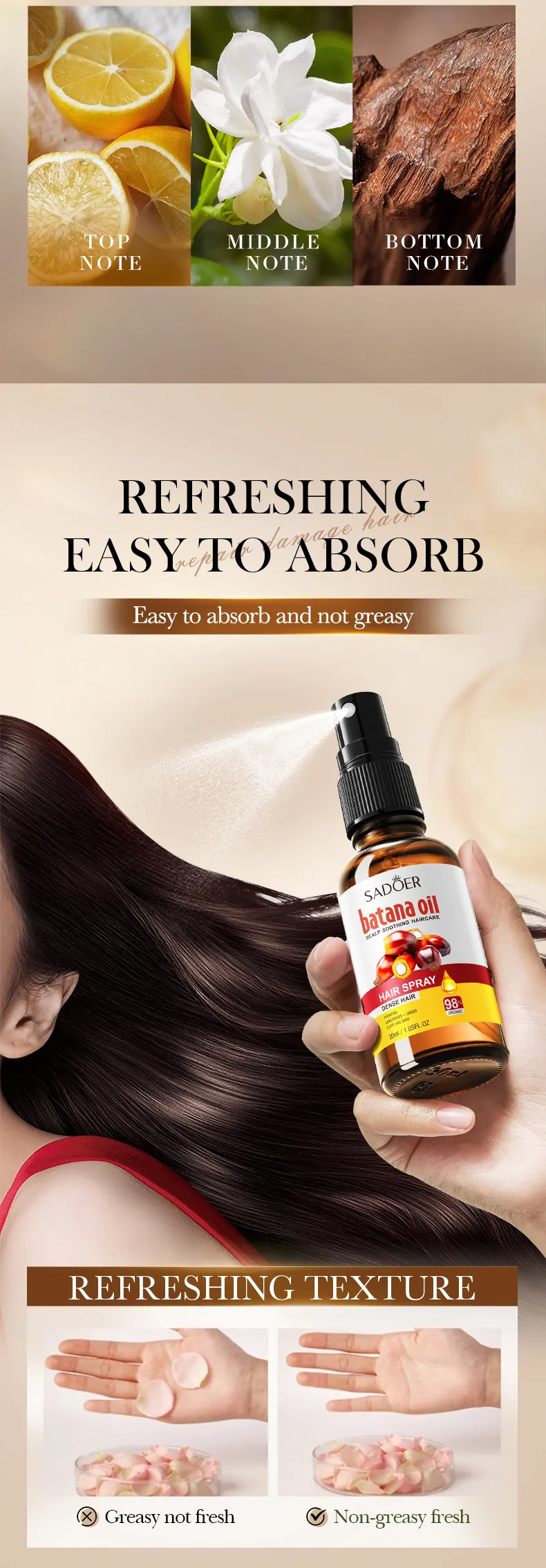 Batana Hair Oil Spray for Nourishing and Softening Hair by SADOER 7 batana hair spray SPU839222003489 14455