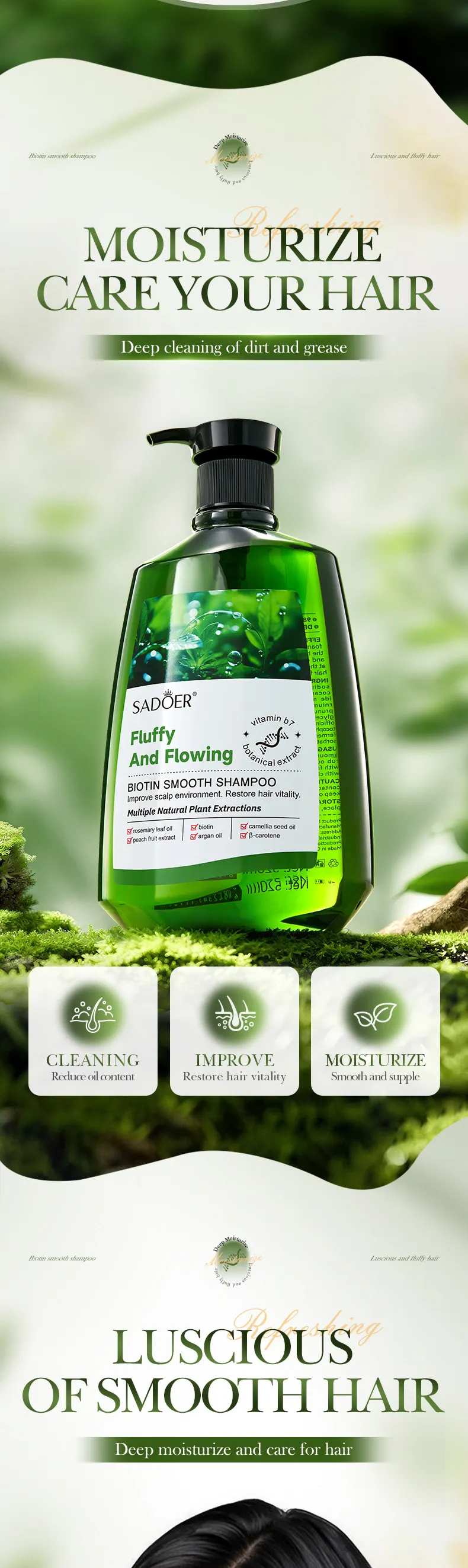 Biotin Shampoo for Smoothing & Deep Cleansing (520ml) - SADOER 2 biotin shampoo SPU965259422837 21274