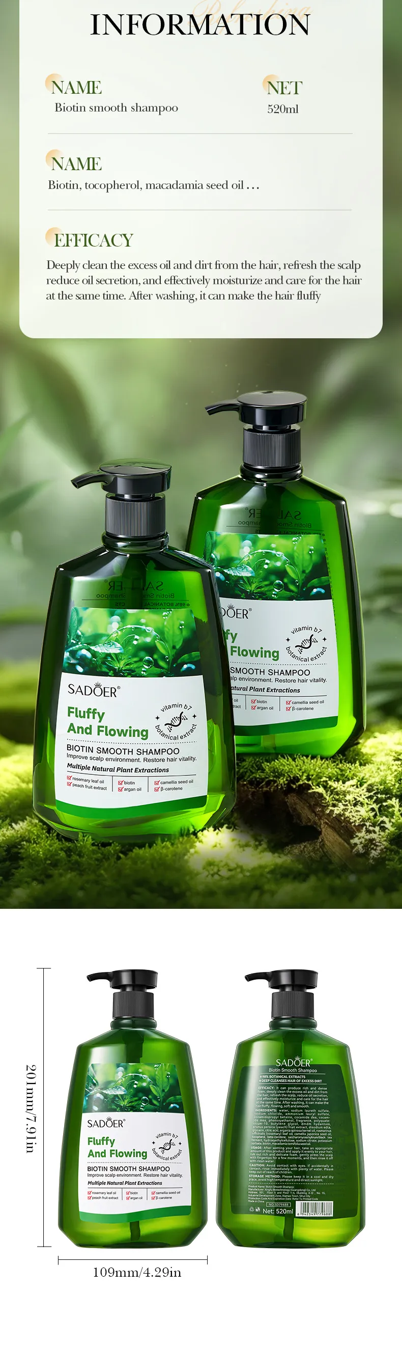 Biotin Shampoo for Smoothing & Deep Cleansing (520ml) - SADOER 10 biotin shampoo SPU965259422837 21282