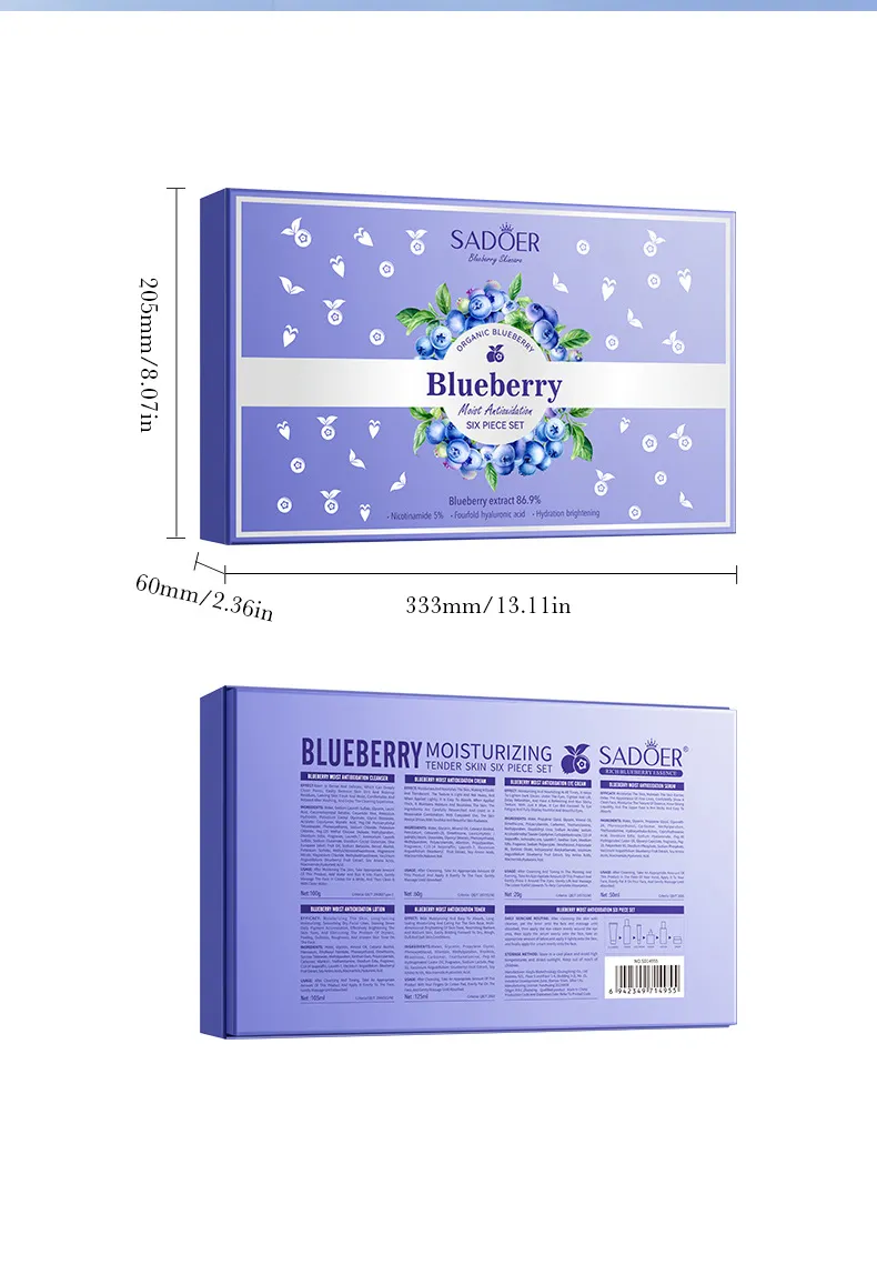 Blueberry Hyaluronic Acid 6-Piece Hydrating Skincare Set - SADOER 9 blueberry hyaluronic set SPU821372298203 12389