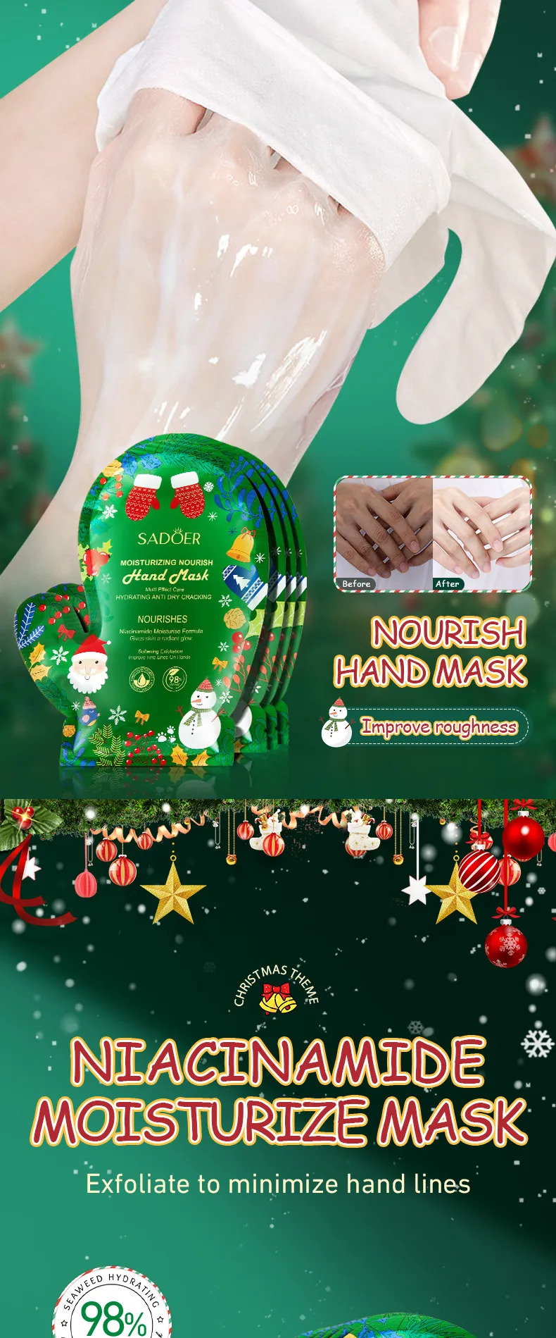 Niacinamide Foot Mask Exfoliating Care Christmas Edition - SADOER 1 christmas niacinamide foot SPU816094992536 11650