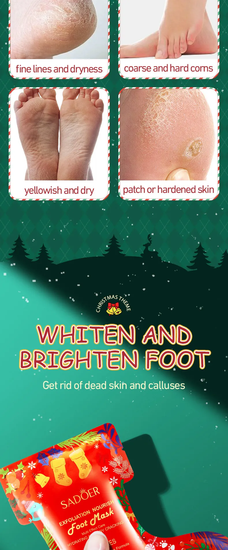 Niacinamide Foot Mask Exfoliating Care Christmas Edition - SADOER 14 christmas niacinamide foot SPU816094992536 11663