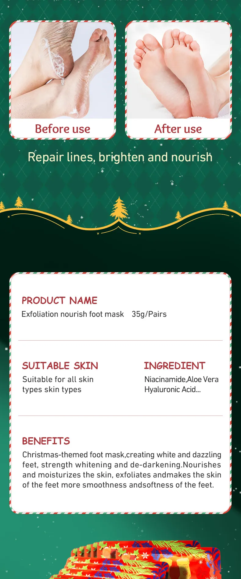 Niacinamide Foot Mask Exfoliating Care Christmas Edition - SADOER 21 christmas niacinamide foot SPU816094992536 11670