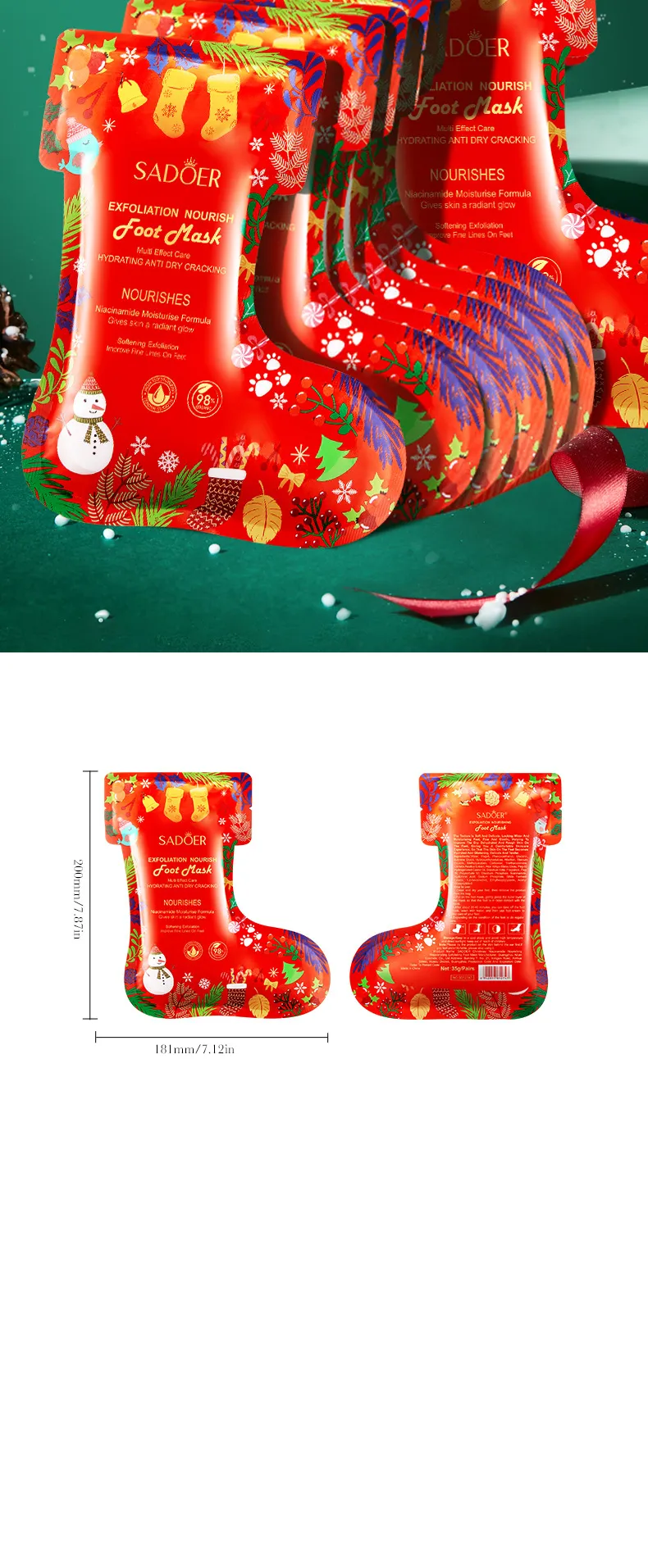 Niacinamide Foot Mask Exfoliating Care Christmas Edition - SADOER 22 christmas niacinamide foot SPU816094992536 11671