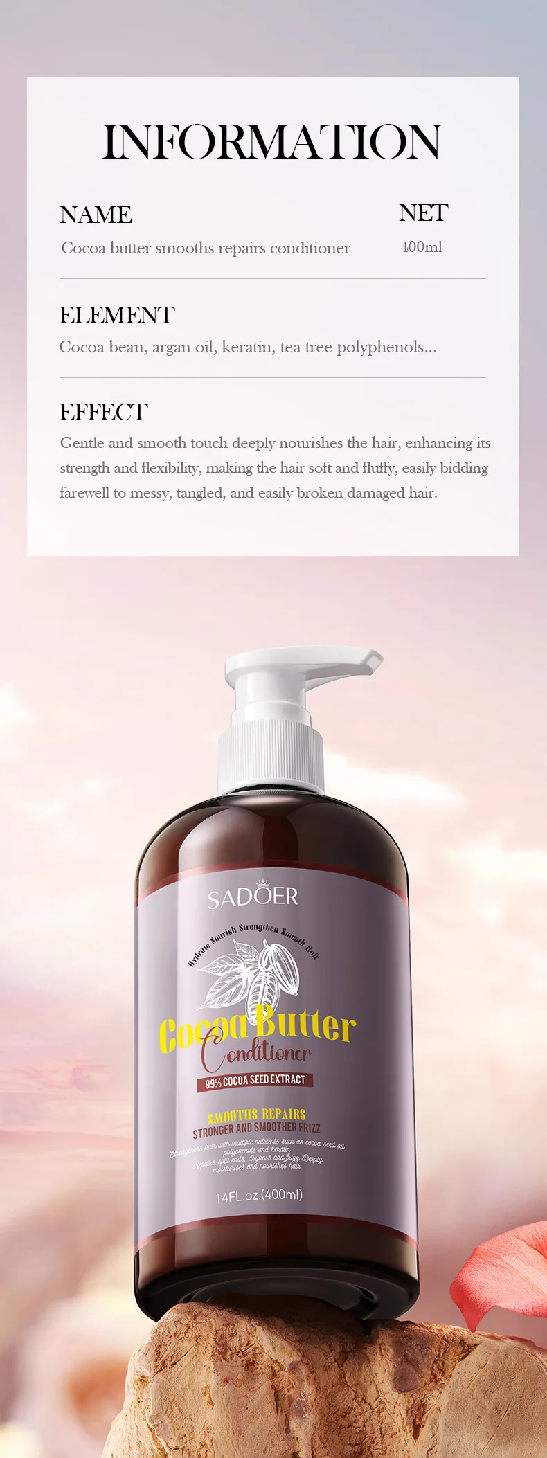 Cocoa Oil Hair Conditioner for Repairing and Nourishing Hair - SADOER 9 cocoa hair conditioner SPU825157707457 12986