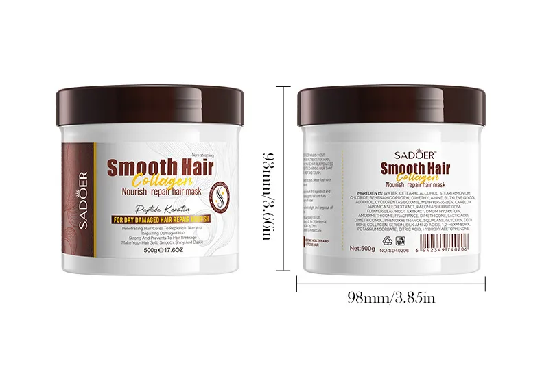 Collagen Hair Mask for Smoothing and Nourishing Volume - SADOER 11 collagen smoothing mask SPU828795329741 13433