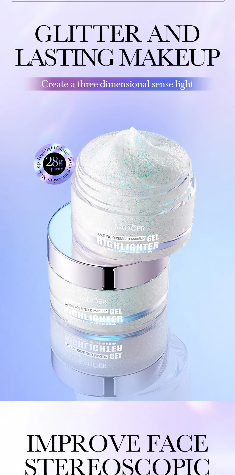 SADOER Color Highlighter Gel for Radiant Face Glow and Makeup 2 color highlighter gel SPU862322097402 15699