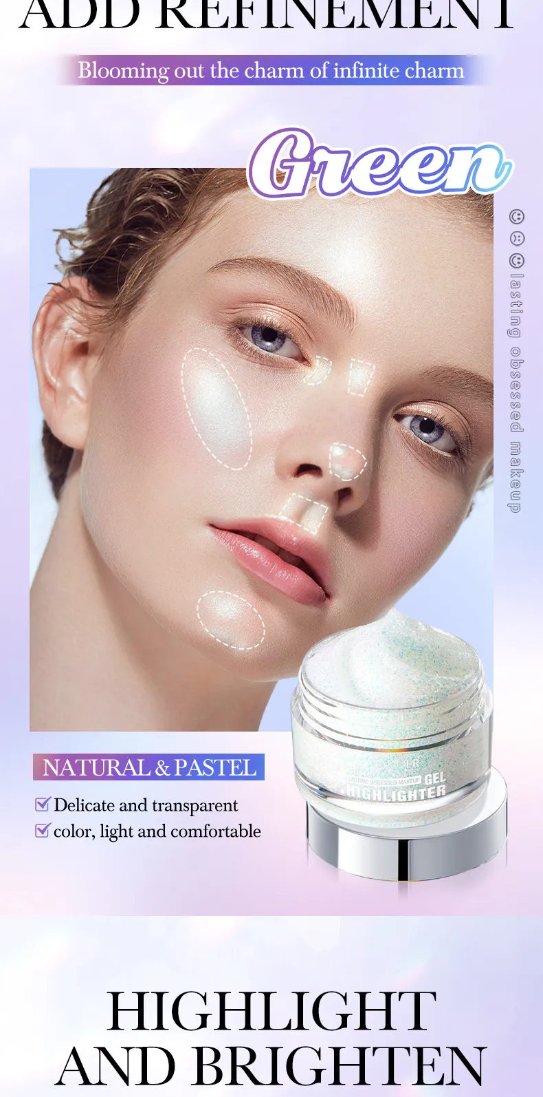 SADOER Color Highlighter Gel for Radiant Face Glow and Makeup 6 color highlighter gel SPU862322097402 15703