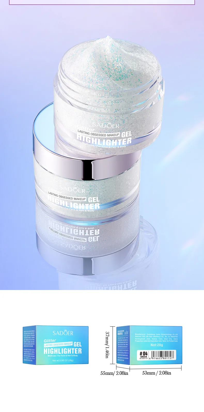 SADOER Color Highlighter Gel for Radiant Face Glow and Makeup 10 color highlighter gel SPU862322097402 15707