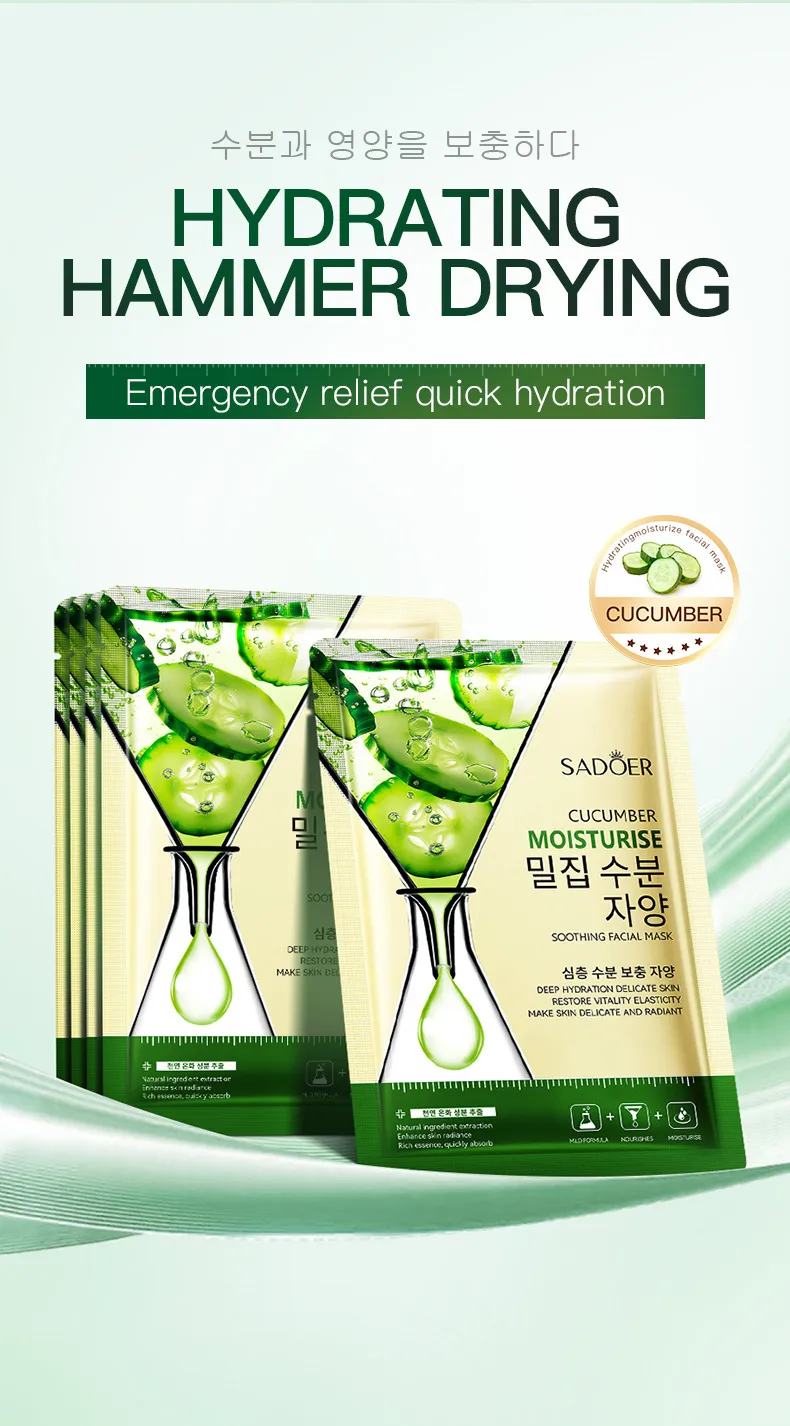 Cucumber Hydrating Renewal Mask for Glowing Skin - SADOER 2 cucumber renewal mask SPU860345833293 15574