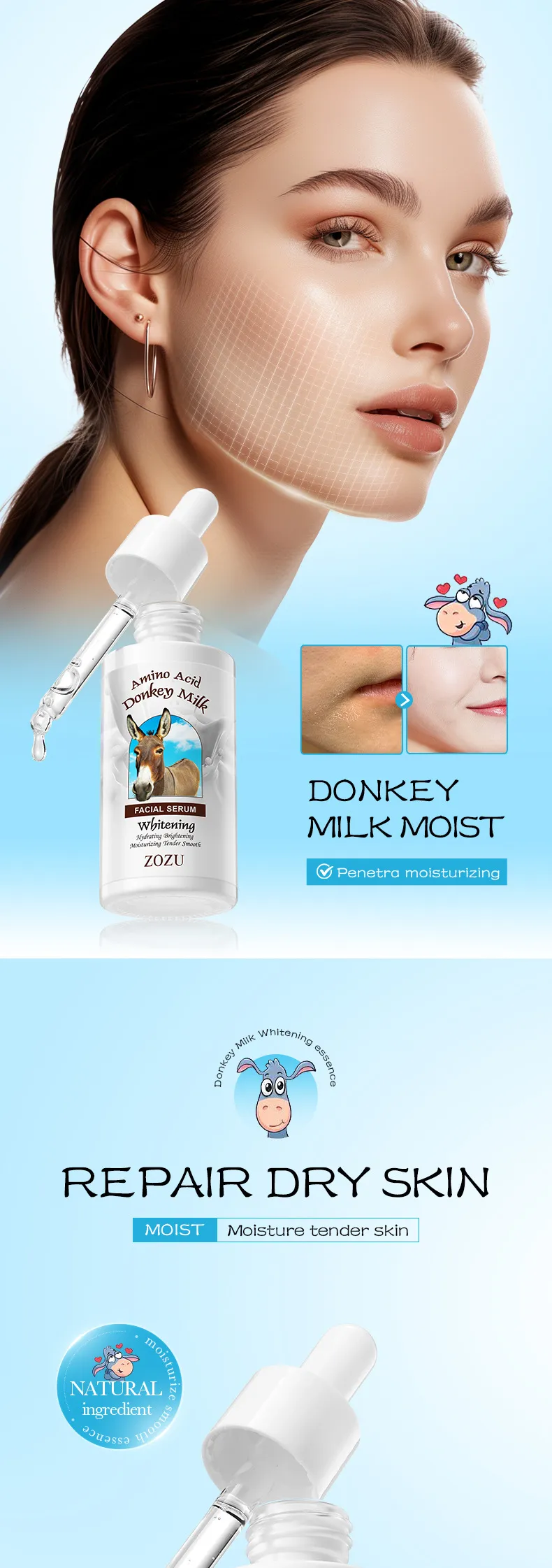 Donkey Milk Whitening Serum for Brightening and Hydrating Skin by SADOER 1 donkey milk serum SPU817355498604 11862