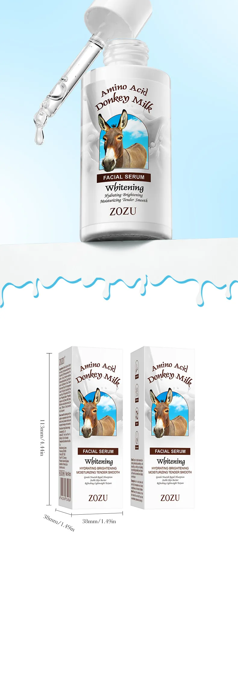 Donkey Milk Whitening Serum for Brightening and Hydrating Skin by SADOER 10 donkey milk serum SPU817355498604 11871