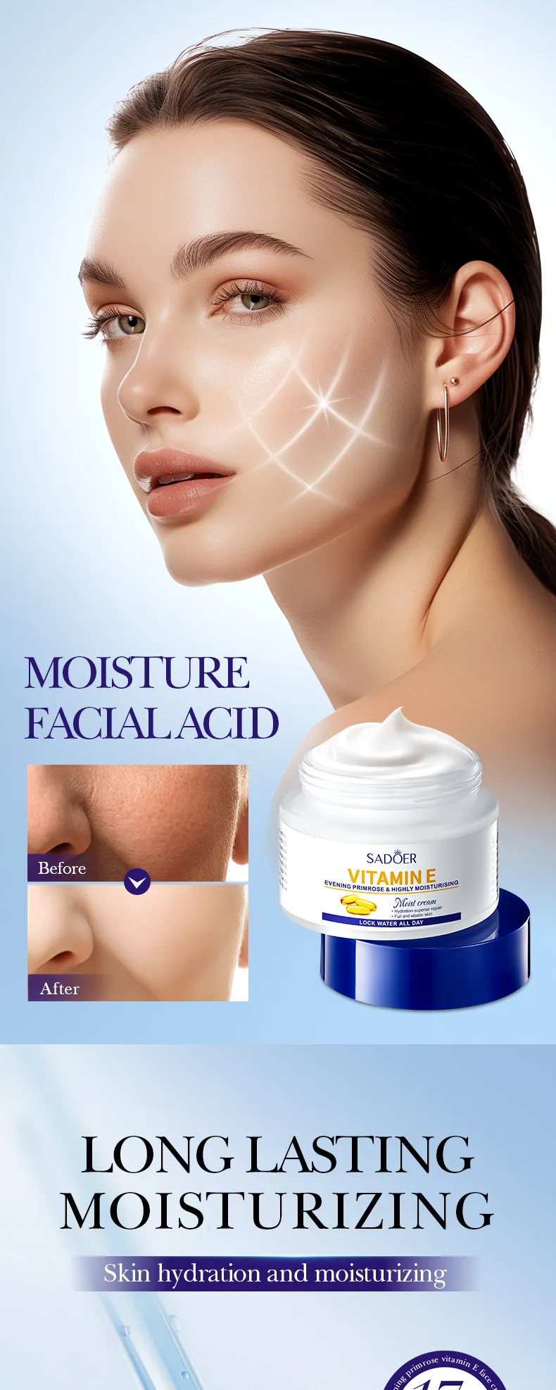 Evening Primrose Vitamin E Cream for Rich Moisture & Smoothing 50g SADOER 2 evening primrose cream SPU807022764684 10552