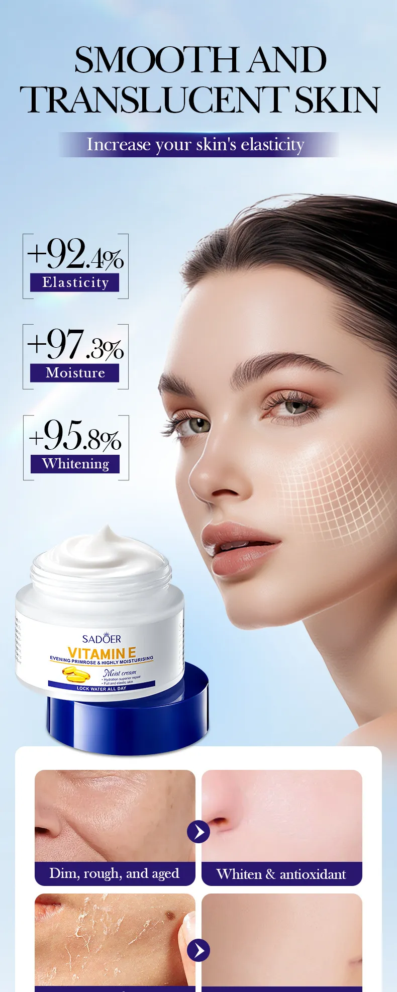 Evening Primrose Vitamin E Cream for Rich Moisture & Smoothing 50g SADOER 5 evening primrose cream SPU807022764684 10555
