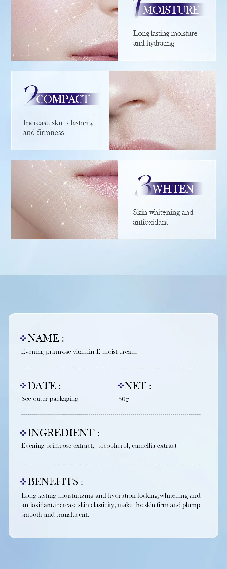 Evening Primrose Vitamin E Cream for Rich Moisture & Smoothing 50g SADOER 10 evening primrose cream SPU807022764684 10560