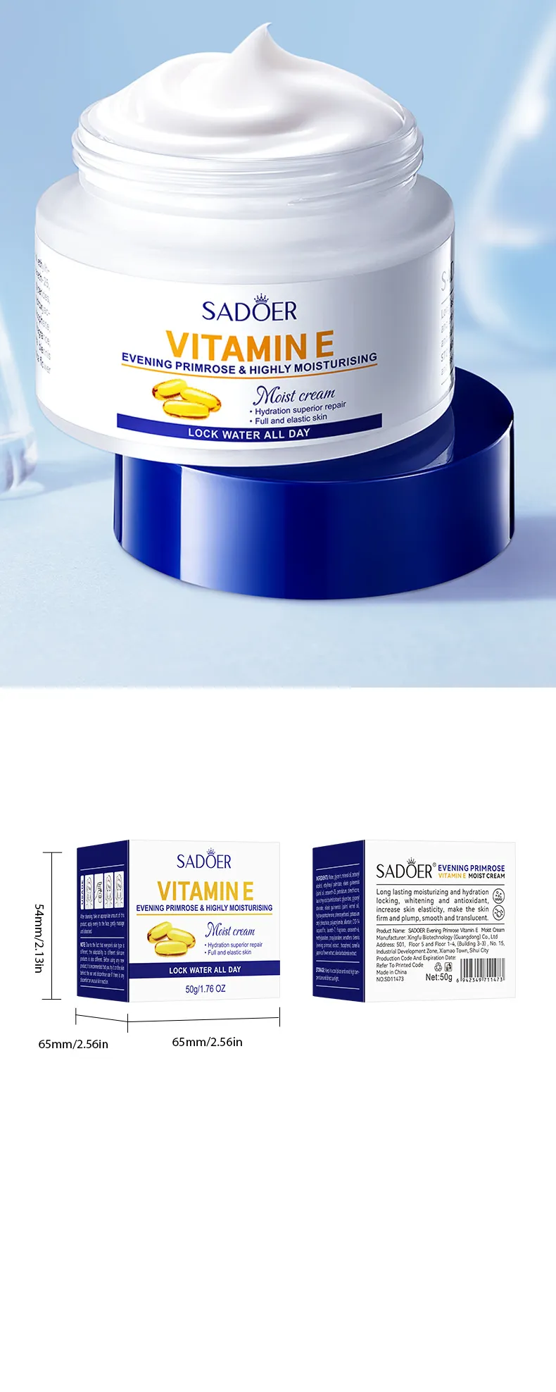 Evening Primrose Vitamin E Cream for Rich Moisture & Smoothing 50g SADOER 11 evening primrose cream SPU807022764684 10561
