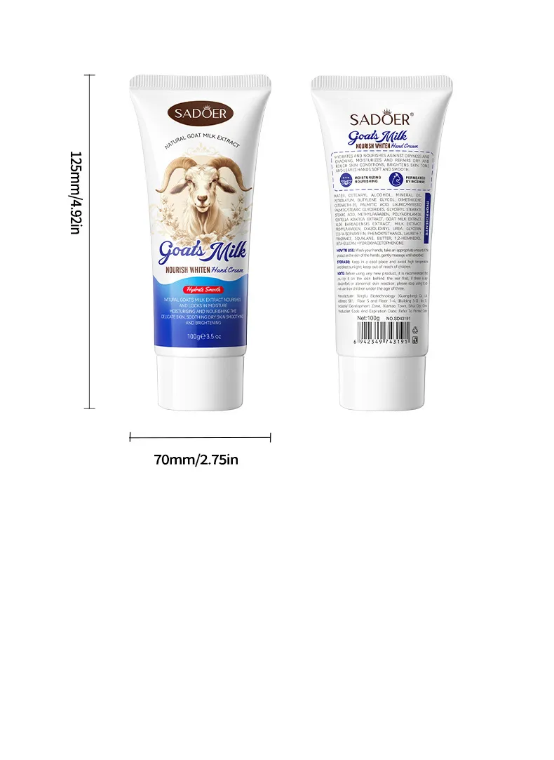 Goat Milk Hand Cream Whitening & Moisturizing - SADOER 11 goat milk hand cream SPU858017062793 15497
