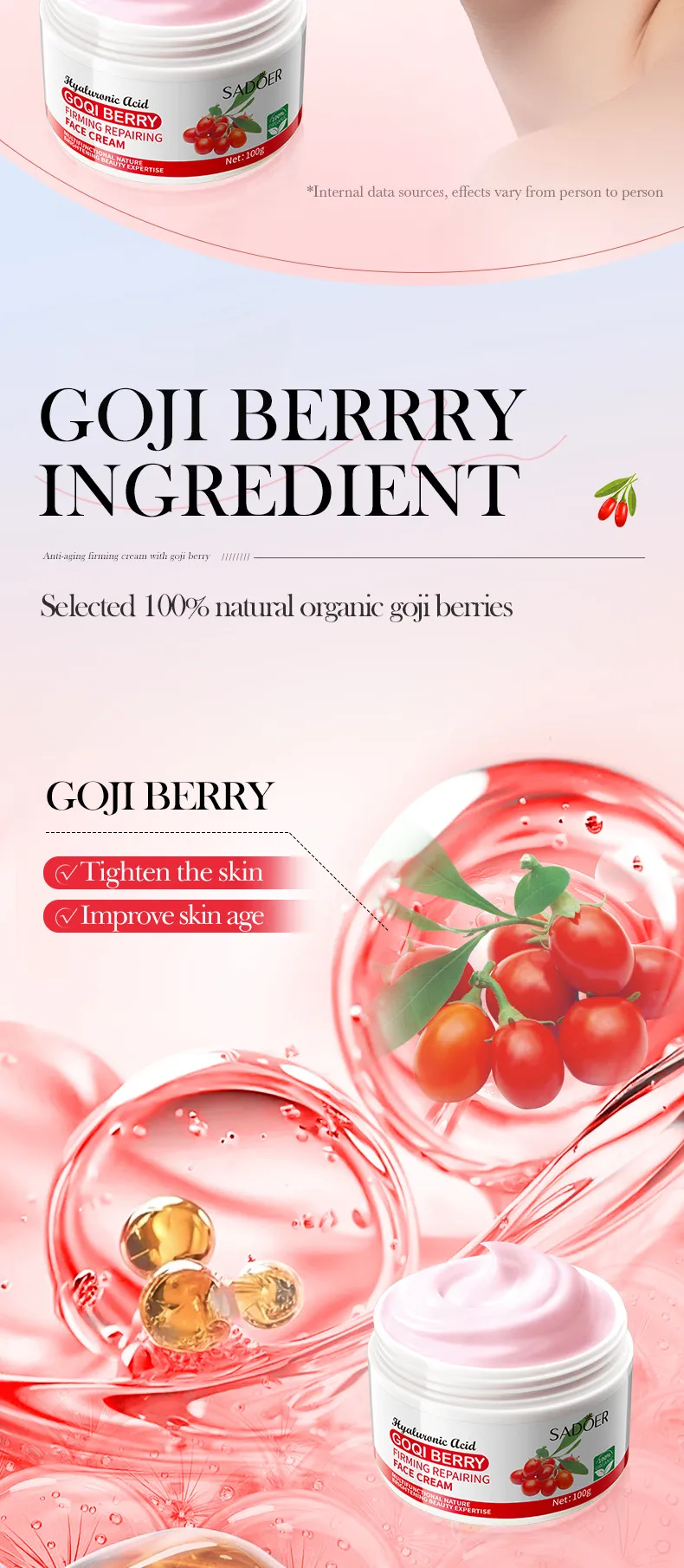 Goji Berry Anti-Wrinkle Cream Smoothing 100g by SADOER 5 goji face cream SPU817271265136 11850