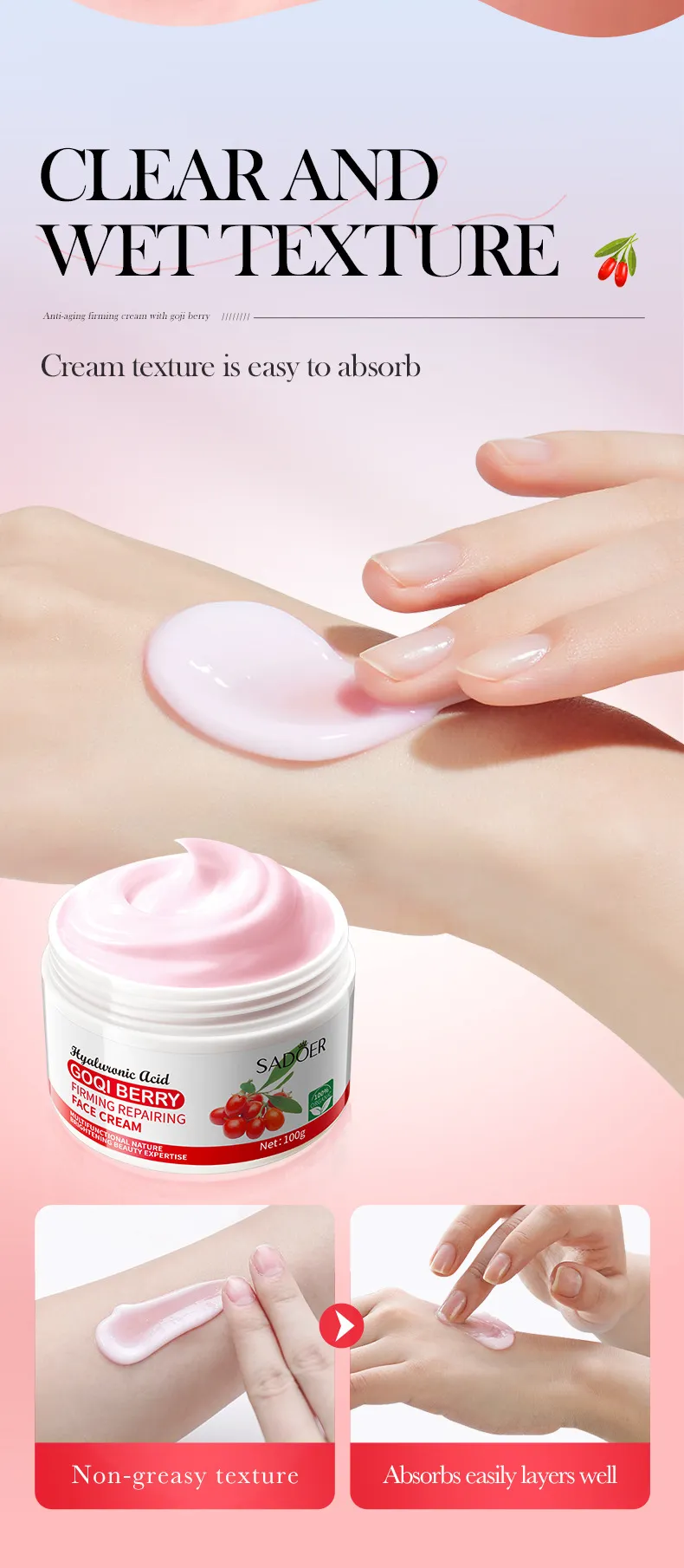 Goji Berry Anti-Wrinkle Cream Smoothing 100g by SADOER 7 goji face cream SPU817271265136 11852