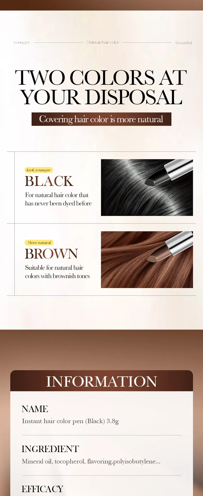 Black Hair Color Pen Nourishing Conditioner 3.8g - SADOER 9 hair color pen SPU915600828262 18825