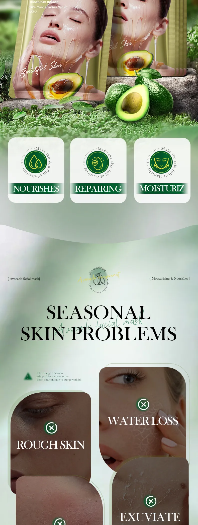 Honey Avocado Nourishing Mask for Deep Hydration - SADOER 2 honey avocado mask SPU839217071926 14398