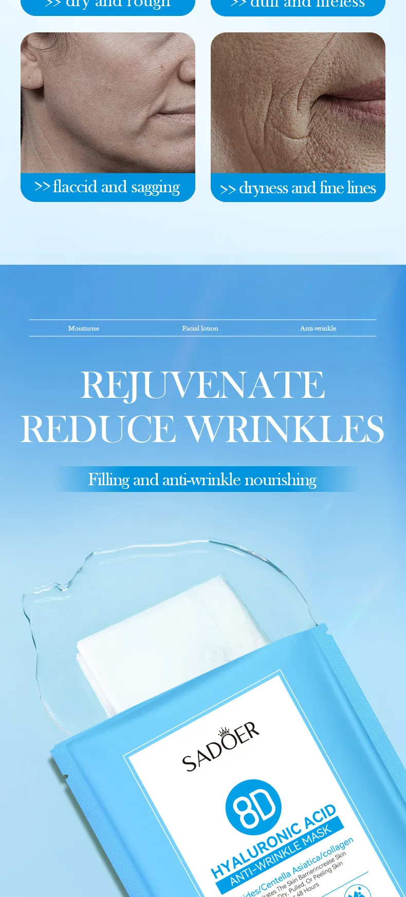 Hyaluronic Acid Mask for Anti-Wrinkle & Intense Hydration - SADOER 3 hyaluronic acid mask SPU768941537589 7974