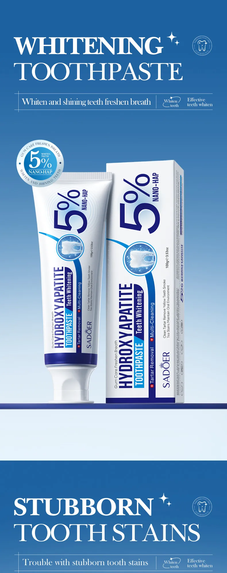 Hydroxyapatite Toothpaste Stain Removal 100g SADOER 1 hydroxyapatite toothpaste SPU877471613067 16493
