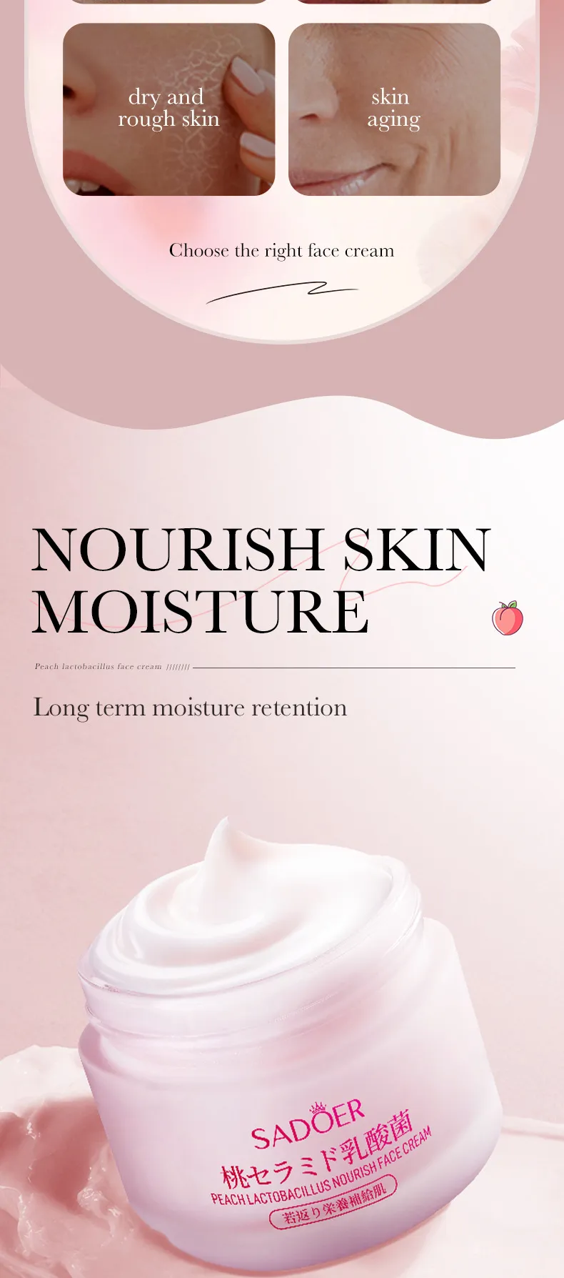 Lactobacillus Face Cream Peach Nourishing 50g - SADOER 3 lactobacillus face cream SPU803941338825 10152