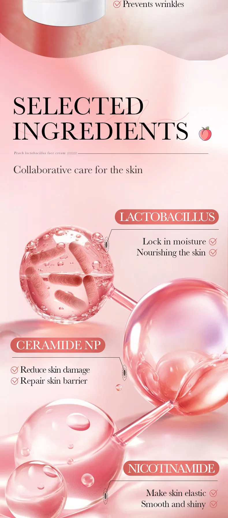 Lactobacillus Face Cream Peach Nourishing 50g - SADOER 6 lactobacillus face cream SPU803941338825 10155