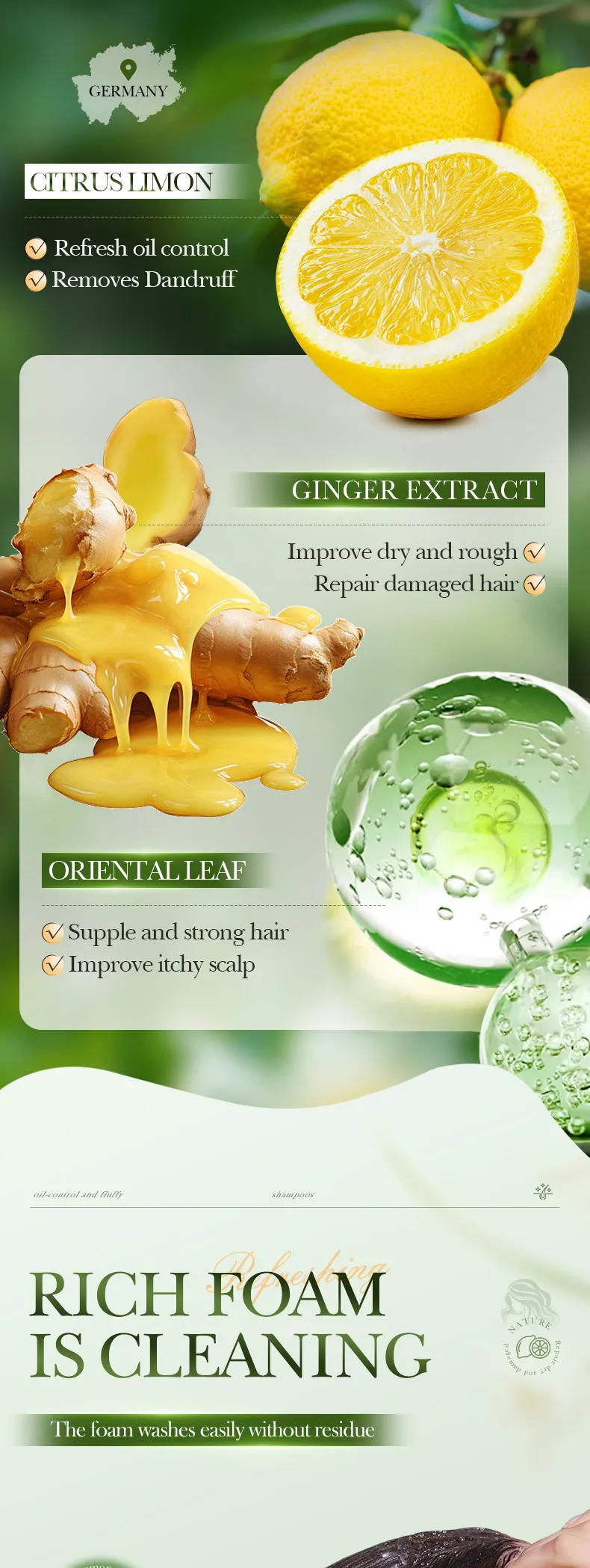 Lemon Ginger Shampoo for Smoothing and Nourishing Hair - SADOER 6 lemon ginger shampoo SPU807315349312 10708