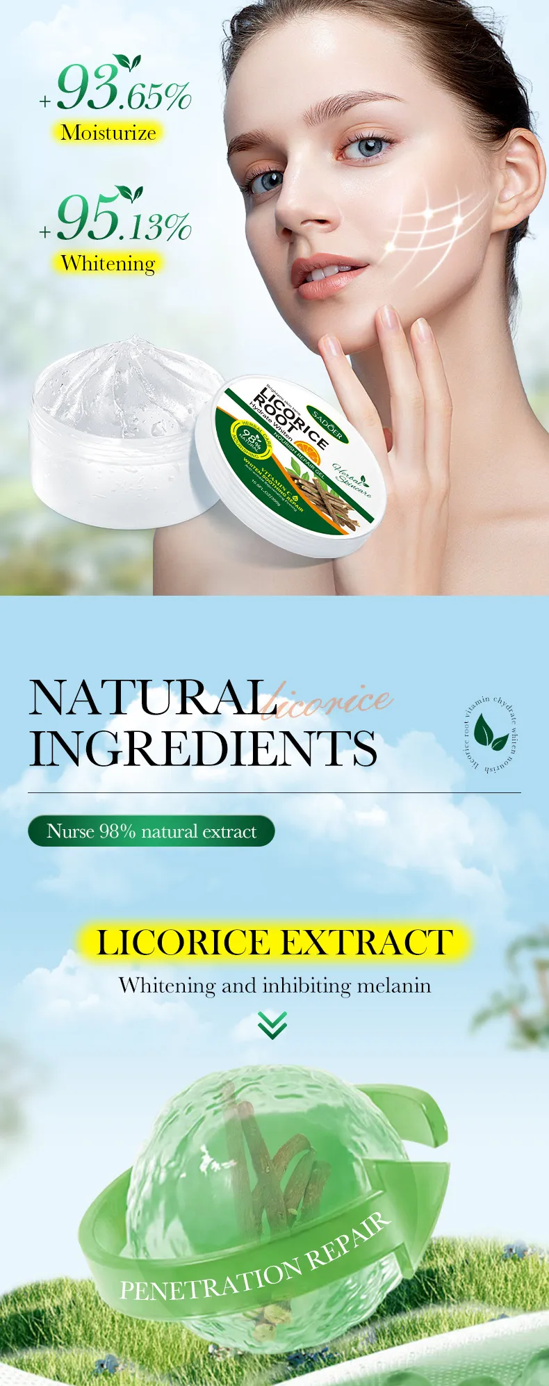 Licorice VC Whitening Gel for Brightening & Hydration - SADOER 4 licorice whitening gel SPU820129803796 12240