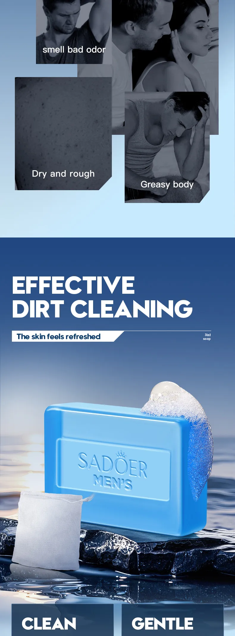 Men 3-in-1 Soap for Face, Body, and Hand Cleansing - SADOER 2 men 3in1 soap SPU961577885513 20428