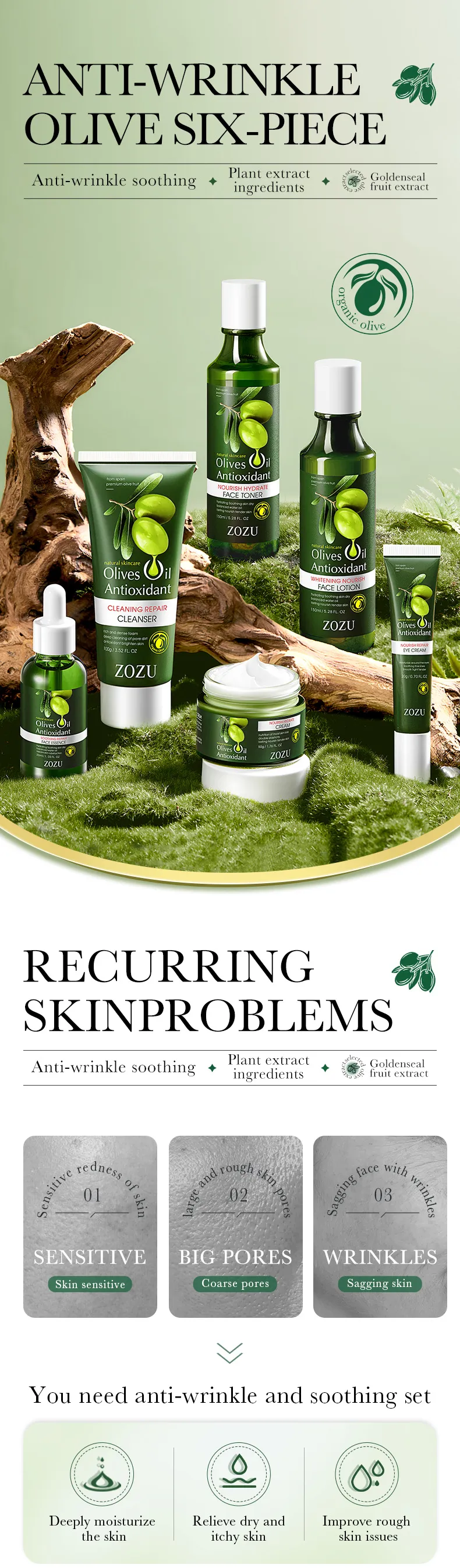 Olive Essence Hydrating Facial Care Set for Deep Moisture (30ml) - SADOER 2 olive essence serum SPU727361080446 5383