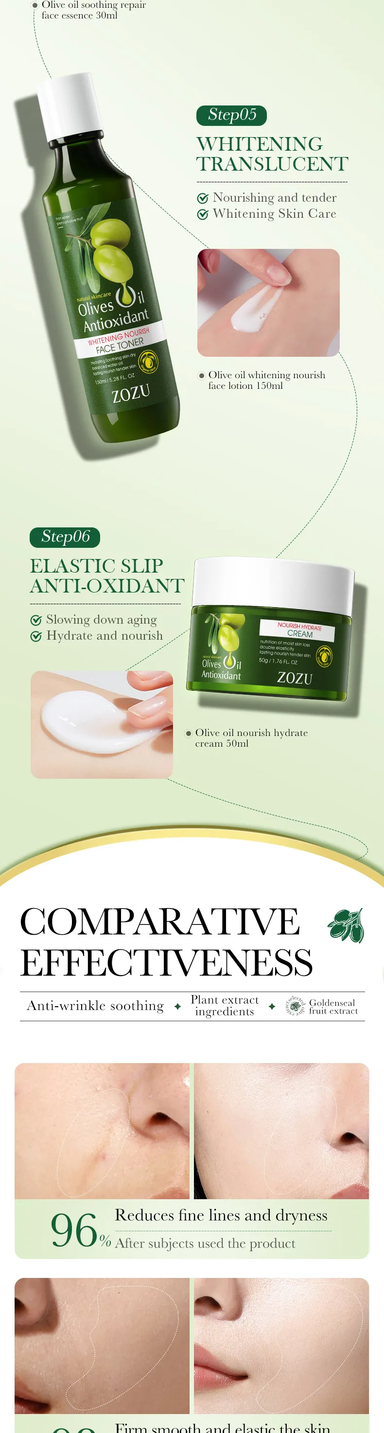 Olive Essence Hydrating Facial Care Set for Deep Moisture (30ml) - SADOER 9 olive essence serum SPU727361080446 5390