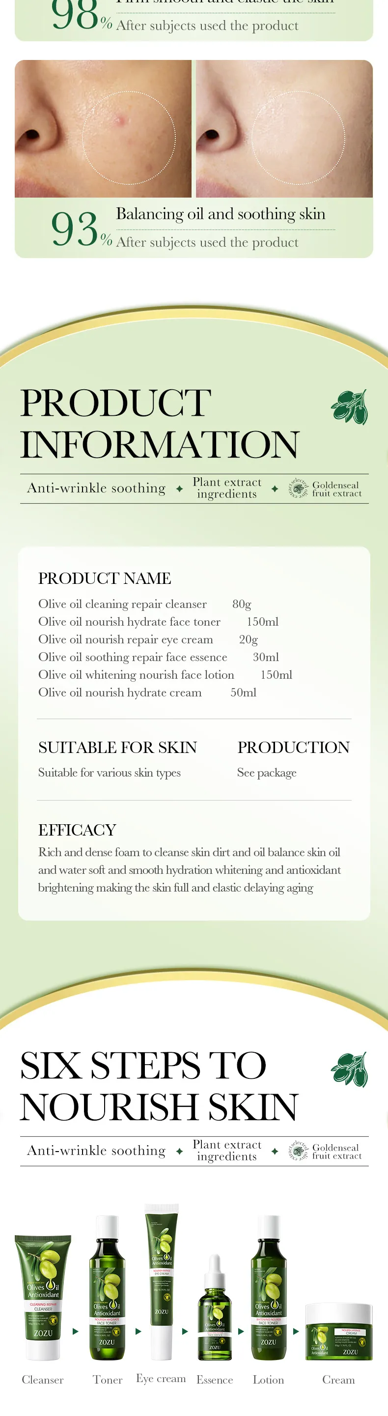 Olive Essence Hydrating Facial Care Set for Deep Moisture (30ml) - SADOER 10 olive essence serum SPU727361080446 5391
