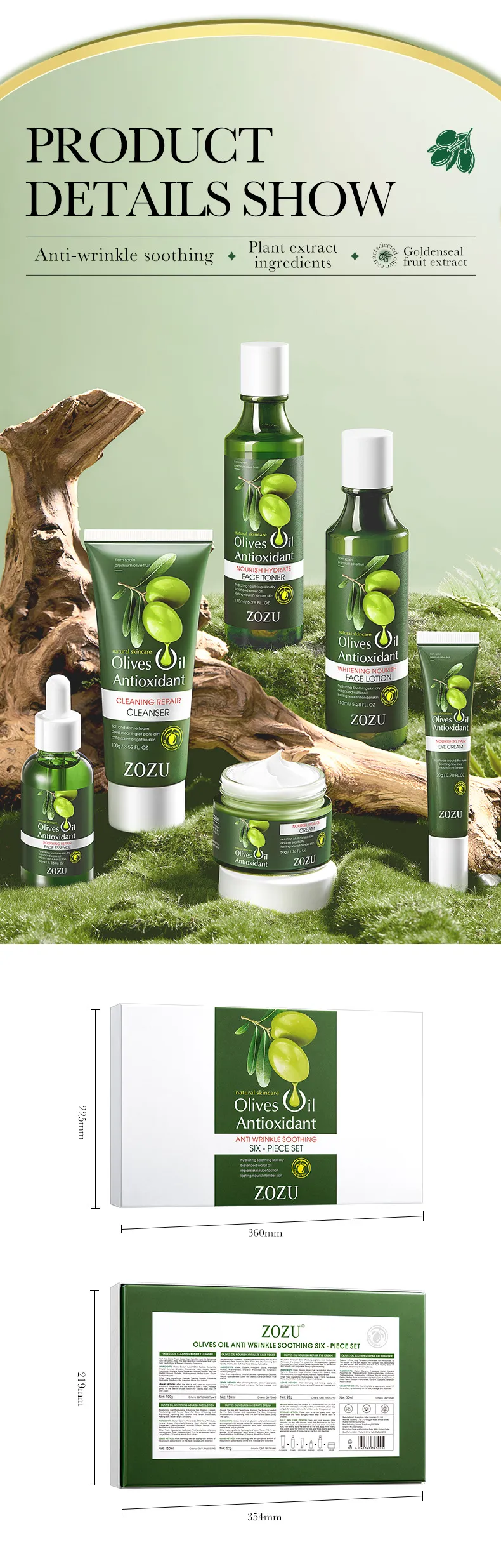 Olive Essence Hydrating Facial Care Set for Deep Moisture (30ml) - SADOER 11 olive essence serum SPU727361080446 5392