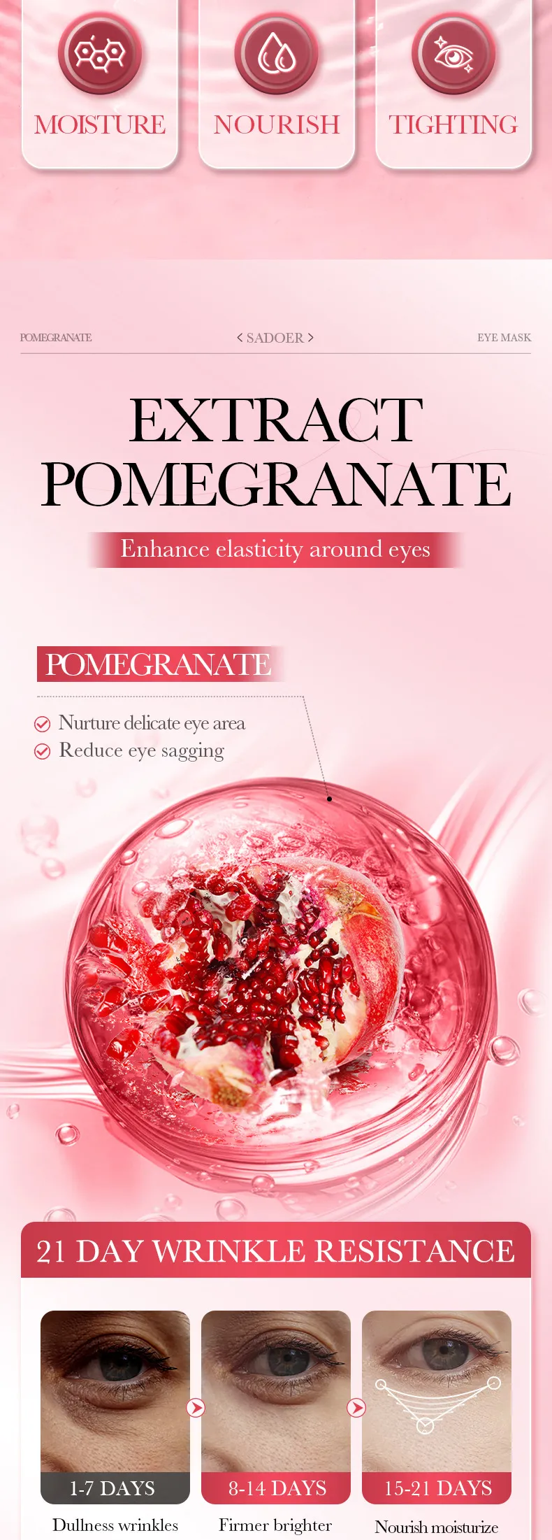 Pomegranate Collagen Eye Mask Firming & Hydrating - SADOER 4 pomegranate collagen eye SPU861602649158 15616