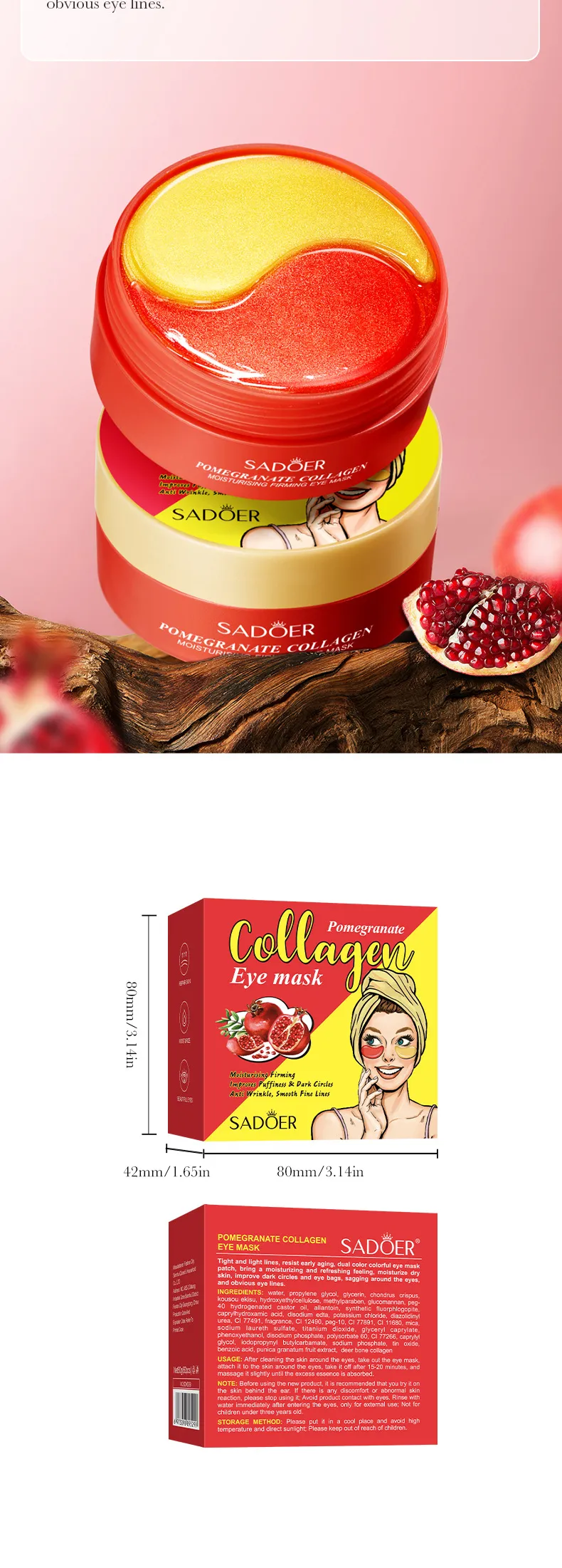 Pomegranate Collagen Eye Mask Firming & Hydrating - SADOER 10 pomegranate collagen eye SPU861602649158 15622
