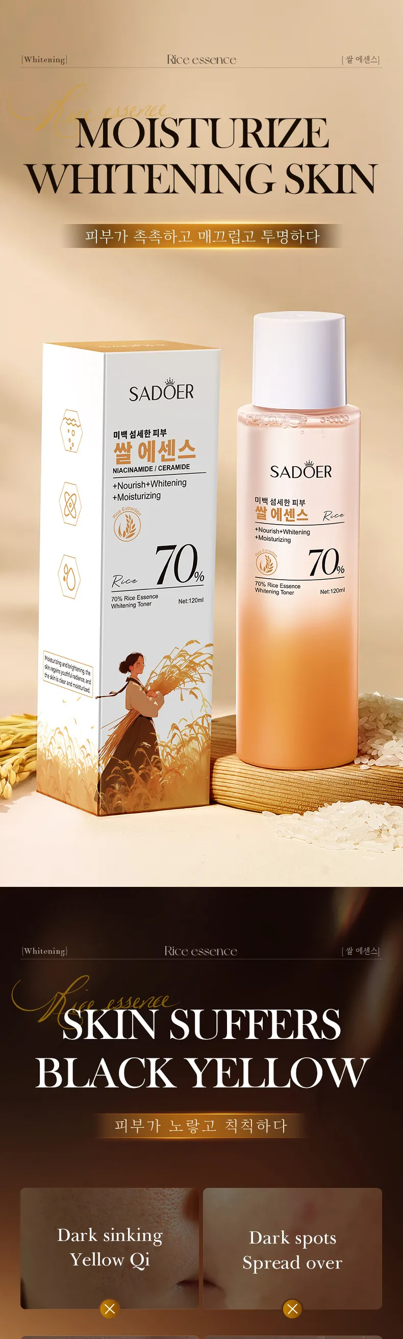 Rice Whitening Toner for Hydrating and Brightening 120ml SADOER 1 rice whitening toner SPU965259286782 21241