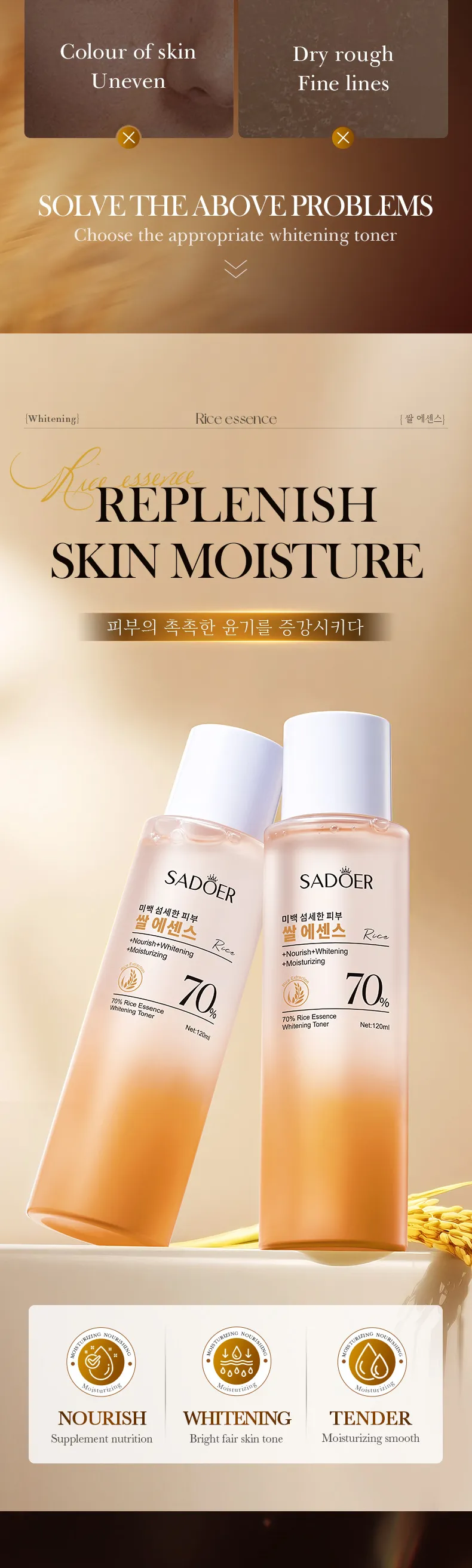 Rice Whitening Toner for Hydrating and Brightening 120ml SADOER 2 rice whitening toner SPU965259286782 21242
