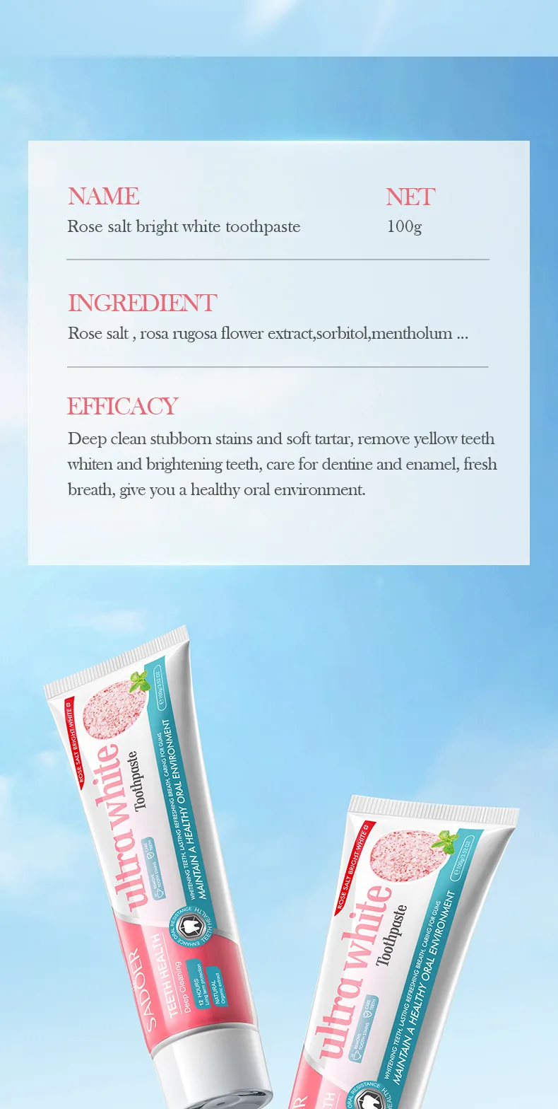 SADOER Rose Salt Whitening Toothpaste for Stain Removal & Gum Care 12 rose salt toothpaste SPU818898738847 12072