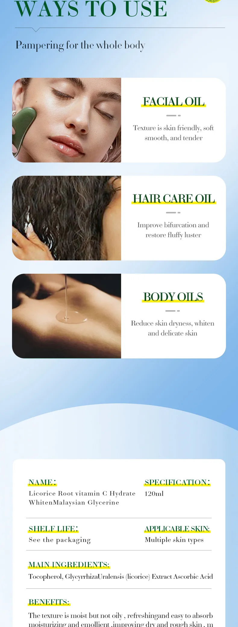 Whitening Malaysian Glycerin Licorice Brightening Oil - SADOER 9 whitening brightening oil SPU793477282800 9545