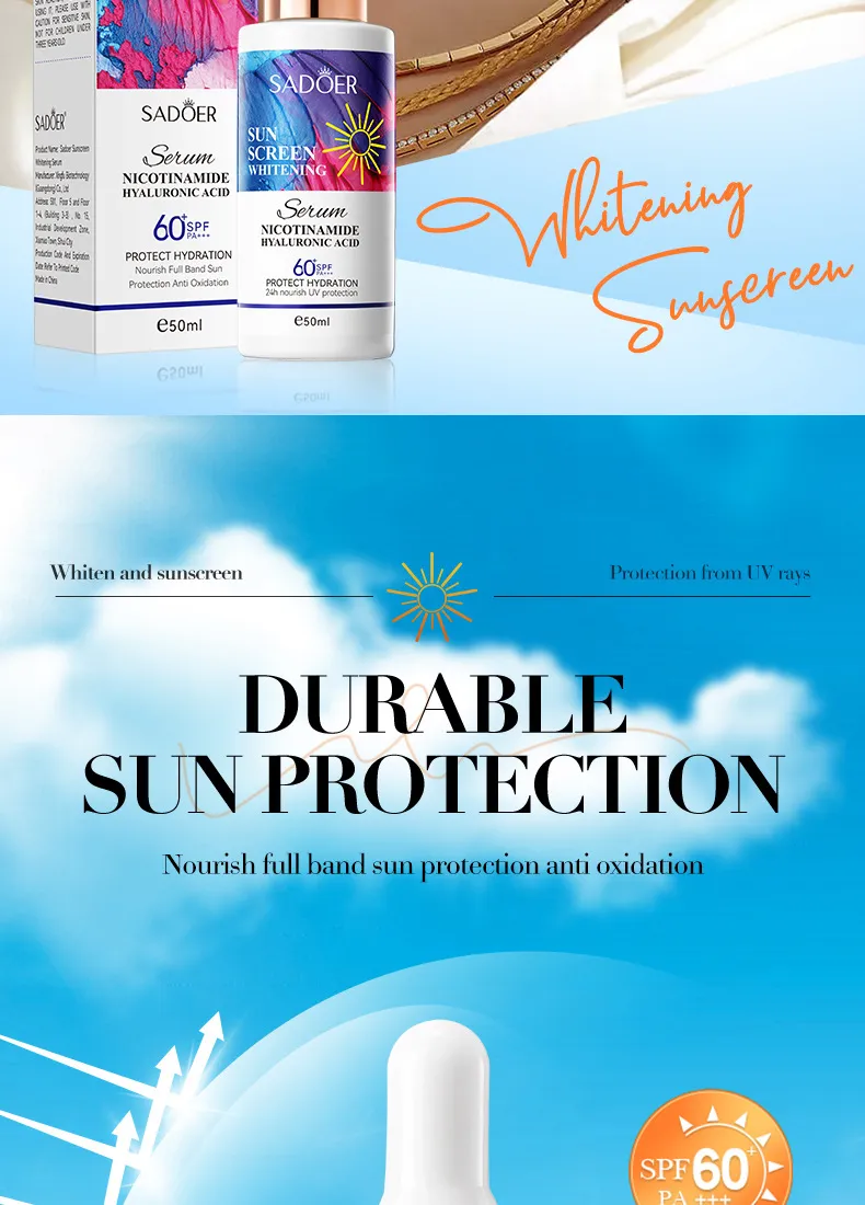 Sunscreen Whitening Serum 50ml Non-Greasy - SADOER 3 whitening sunscreen serum SPU770902330208 8213