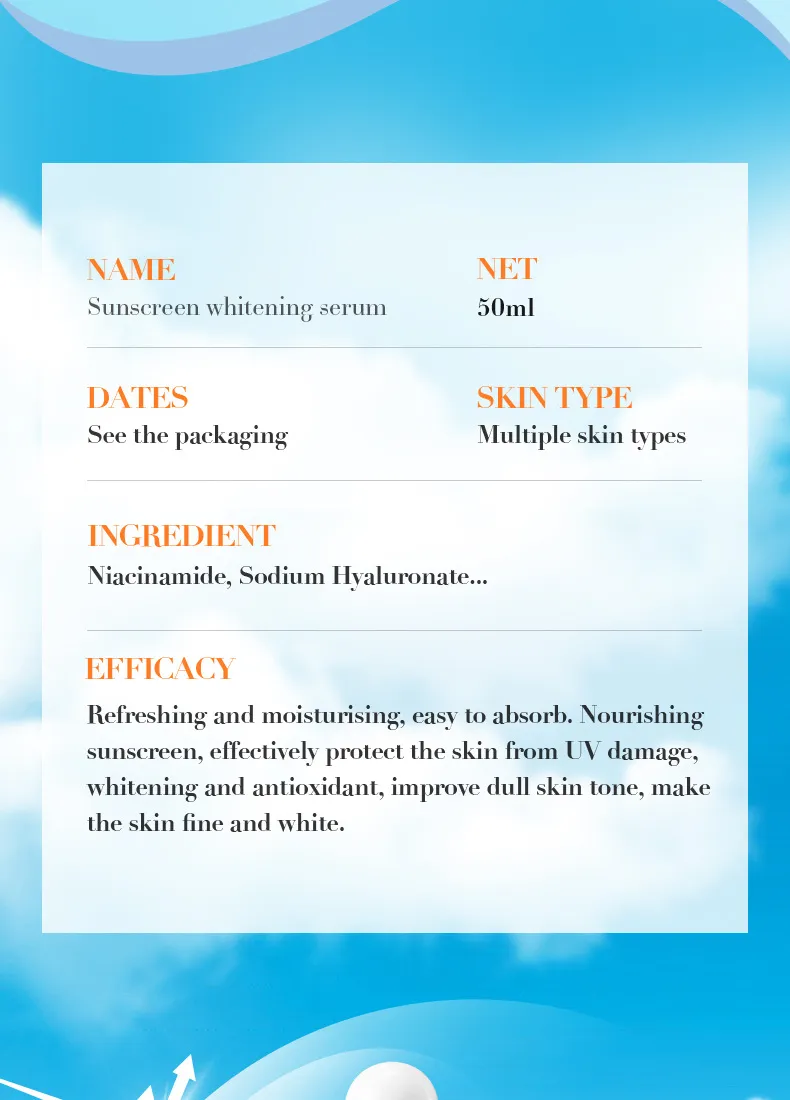 Sunscreen Whitening Serum 50ml Non-Greasy - SADOER 20 whitening sunscreen serum SPU770902330208 8230